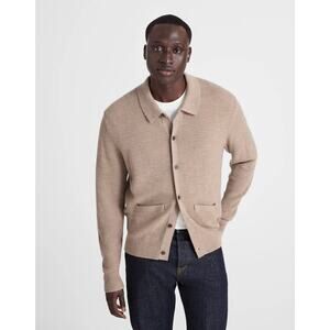 NWT Madewell Merino Wool Collared Cardigan in Heather Brown size Small